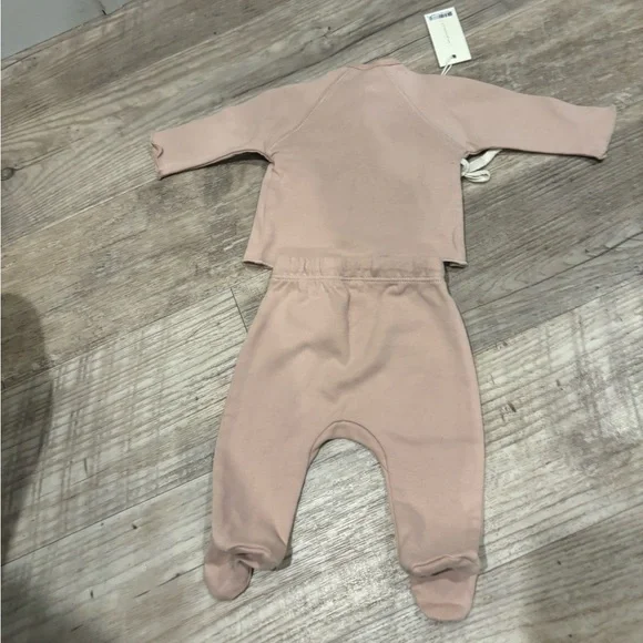 Quincy Mae Pink Baby Outfit with Wrap Top and Pants - Picture 3 of 3